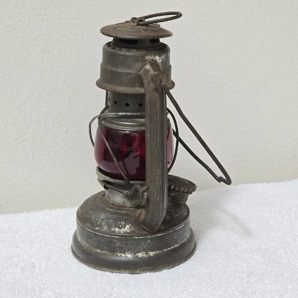 Feuerhand Atom 75 Storm Lantern Germany Schott Jena Ruby Red Jenaer Glas Antique